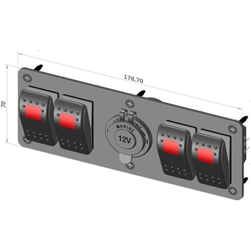 Панель бортового питания 310158, 4 переключателя и прикуриватель