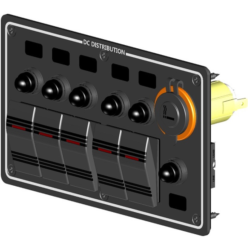 Панель бортового питания 310125, 5 переключателей и прикуриватель