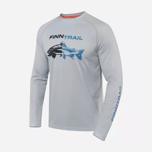 Лонгслив мужской Finntrail Wave Fish 6611 Grey, полиэстер, серый, размер 58-60 (XXL), 185-195 см