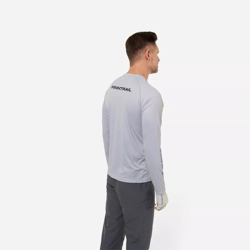 Лонгслив мужской Finntrail Wave Fish 6611 Grey, полиэстер, серый, размер 58-60 (XXL), 185-195 см