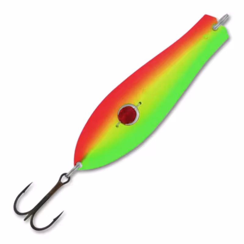 Блесна колеблющаяся (бусинка) Kuusamo Professor 2, 90 мм, 26 гр, цвет GR/FYe/FR-S, UV