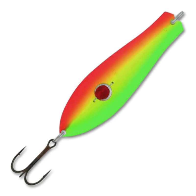 Блесна колеблющаяся (бусинка) Kuusamo Professor 2, 90 мм, 26 гр, цвет GR/FYe/FR-S, UV