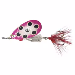 Блесна вращающаяся Kuusamo Kuf-Lippa, с оперением, 4 см, 5 гр, цвет BL/Pink/W-S, UV