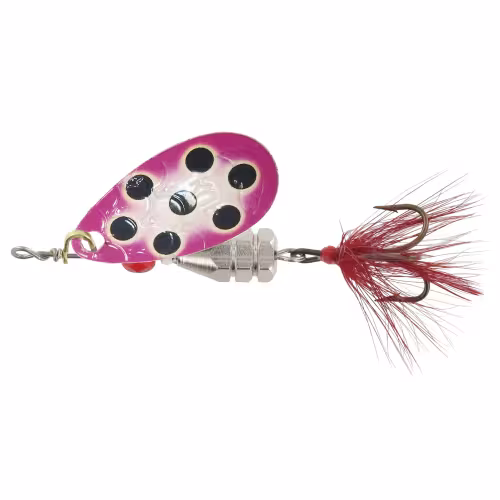 Блесна вращающаяся Kuusamo Kuf-Lippa, с оперением, 4 см, 5 гр, цвет BL/Pink/W-S, UV