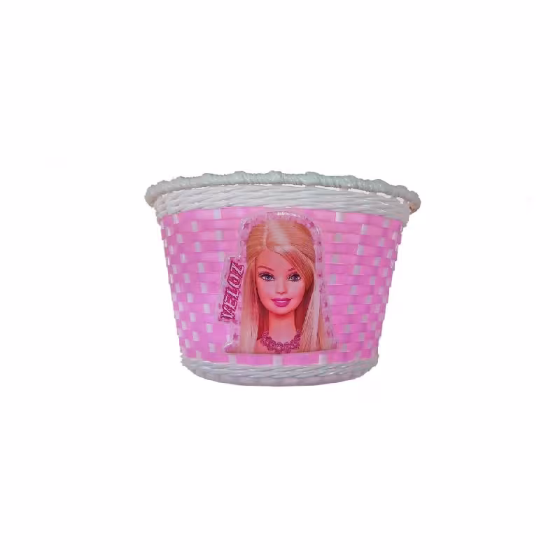 Корзина для детского велосипеда Trix BS-TX-03x6-12-WHP, 12-16 мм, плетёная, белый/розовый