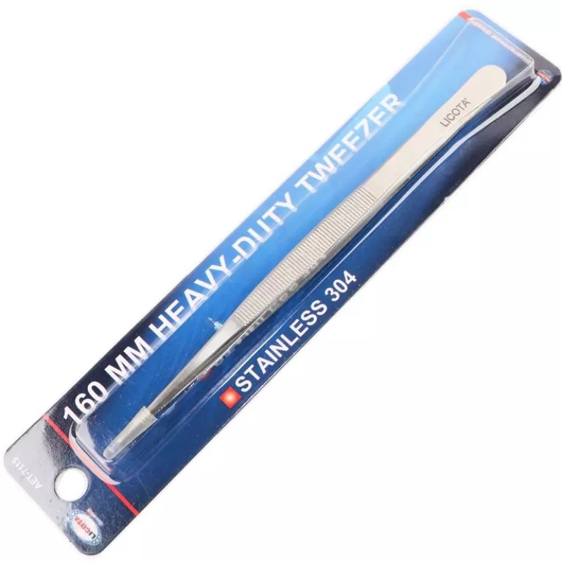 Пинцет прямой, рифленый Licota AET-7116, 160 мм