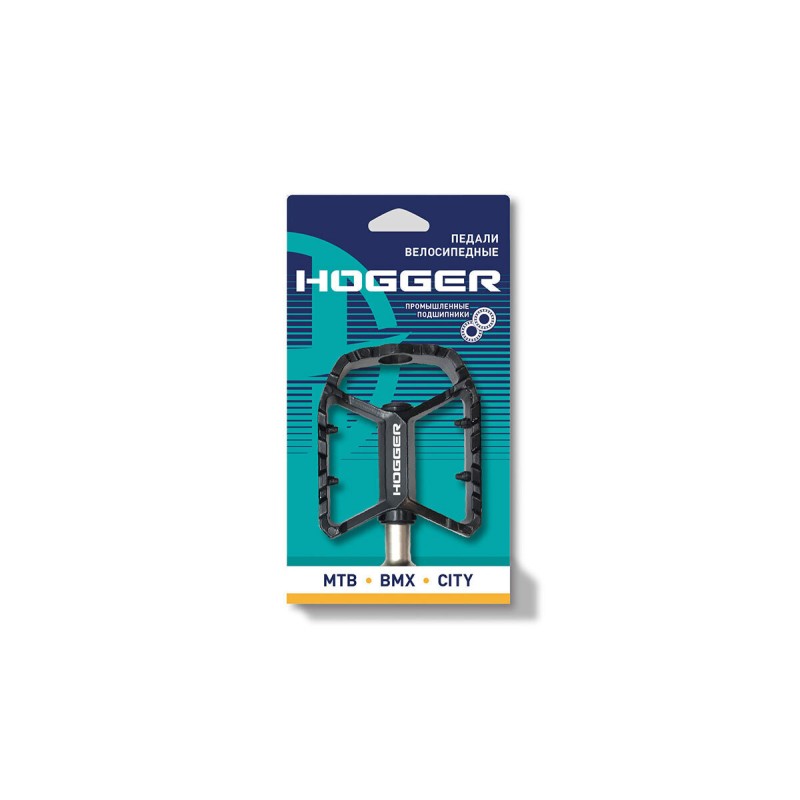 Педали платформенные Hogger PDHG605SBBK, 109x90 мм, на промподшипниках 9/16