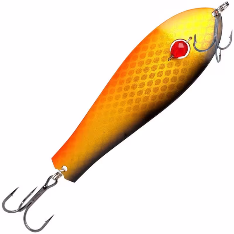 Блесна колеблющаяся (бусинка) Kuusamo Professor 1, 115 мм, 27 гр, цвет Tapas Olive, BL/G/O-B, UV