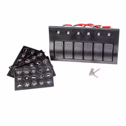 Панель бортового питания Skipper, 6 переключателей, автоматы