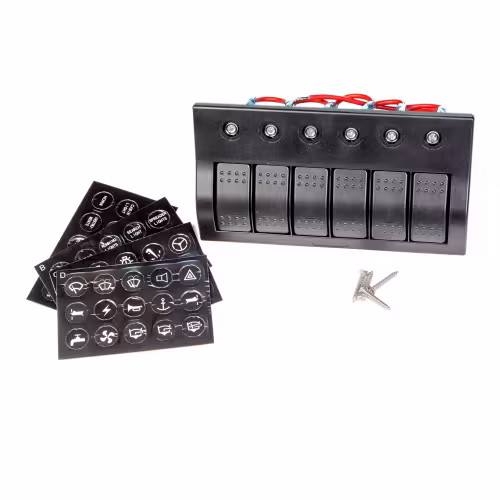 Панель бортового питания Skipper, 6 переключателей, автоматы