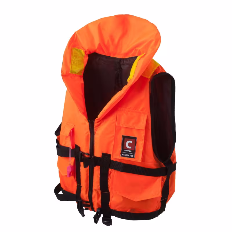 Жилет детский спасательный с подголовником Comfort Navigator (Штурман), до 40 кг, оранжевый, ГОСТ 58108-2019, подходит для ГИМС