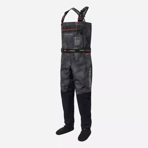 Полукомбинезон-вейдерсы Finntrail Speedmaster 1528 Camo Shadow Black, мембрана Hard-Tex, серый камуфляж, размер 58-60 (XXL), 185-195 см