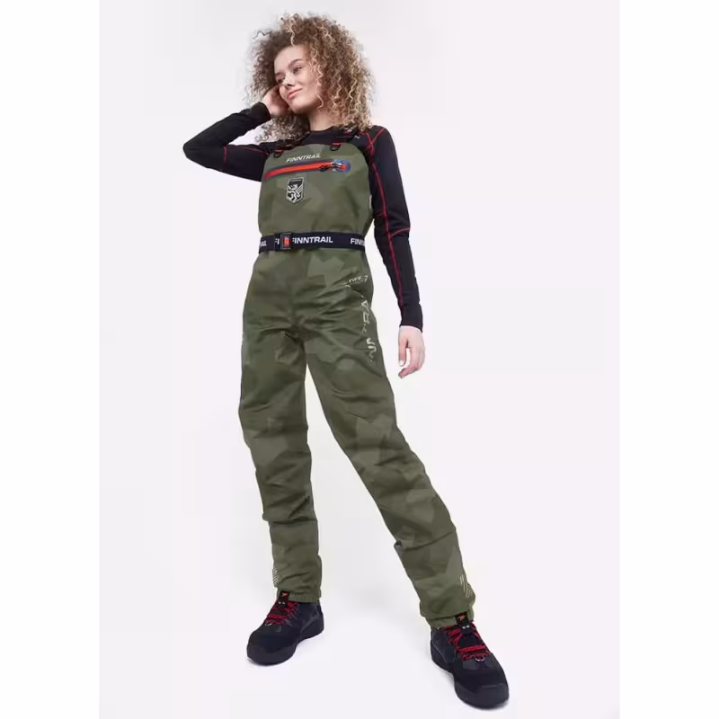 Полукомбинезон-вейдерсы женский Finntrail Rachel 1520, мембрана Hard-Tex, CamoShadowGreen, зеленый, размер S/38, 160-170 см