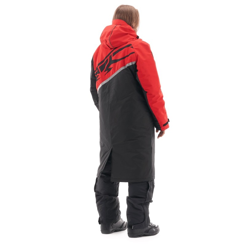 Пальто зимнее мужское Dragonfly Race Coat Red 2023, мембрана DFTEX, красный/черный, размер M
