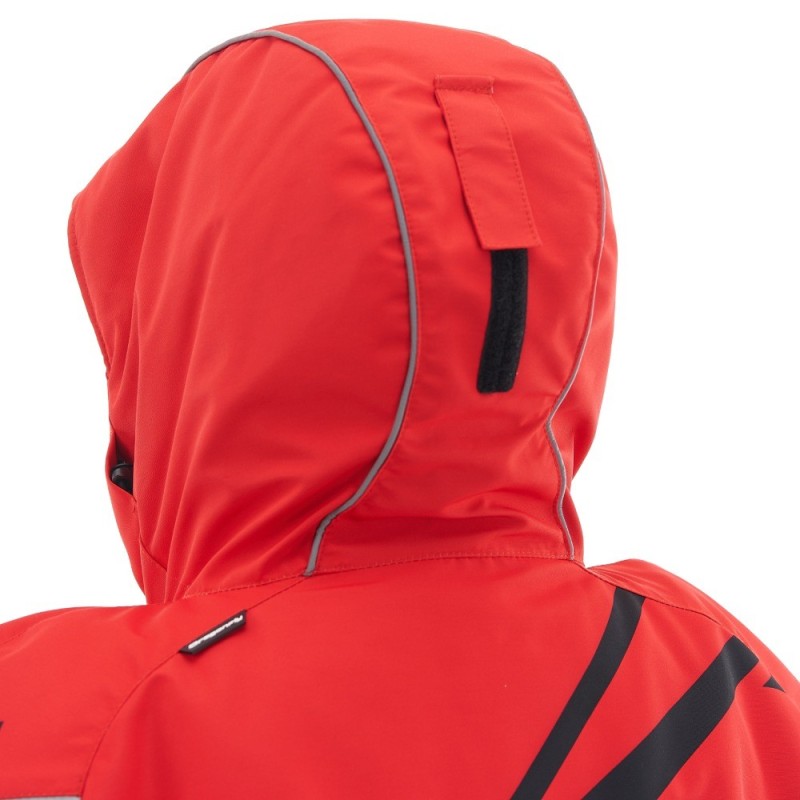 Пальто зимнее мужское Dragonfly Race Coat Red 2023, мембрана DFTEX, красный/черный, размер M