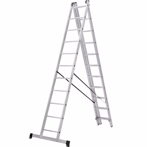 Лестница Новая Высота NV 1230,трёхсекционная алюминиевая, 7.09 м, 3х11 ступеней