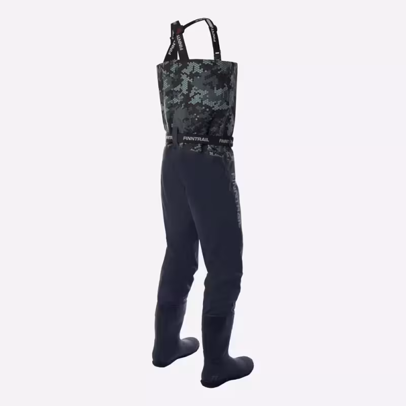 Полукомбинезон-вейдерсы Finntrail Enduro BF 5281 CamoGrey, мембрана Hard-Tex, серый камуфляж, размер LK/44, 175-185 см