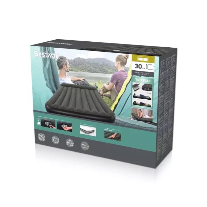 Матрас надувной Bestway Tritech Queen со встроенным электронасосом на батарейках, 203х30 см