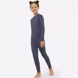 Комплект термобелья детский Finntrail Dino 6100 DarkGreyPink, полиэстер, серый/розовый, размер 146-152 см