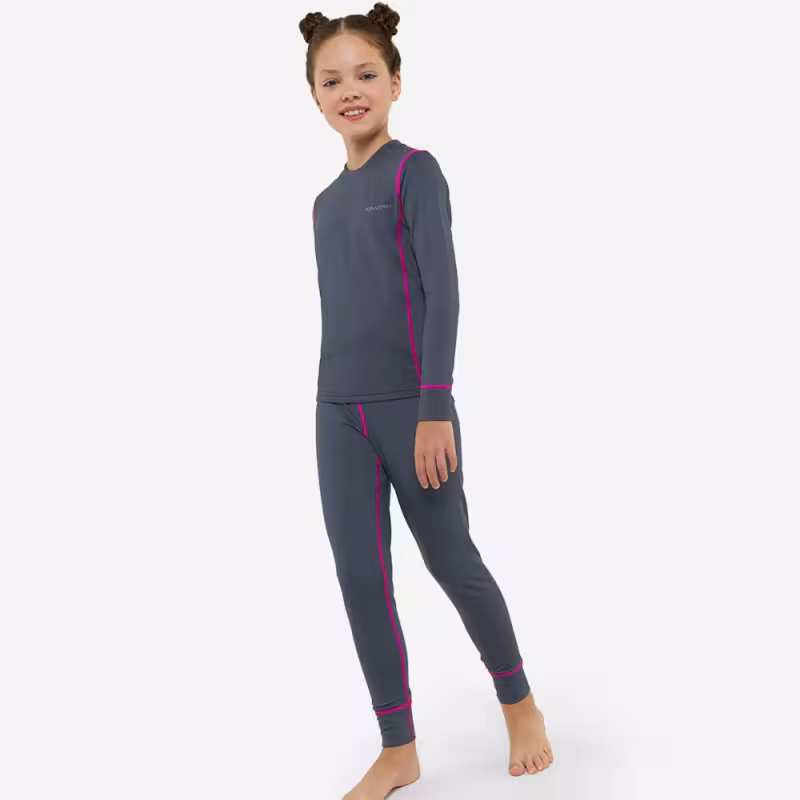 Комплект термобелья детский Finntrail Dino 6100 DarkGreyPink, полиэстер, серый/розовый, размер 146-152 см