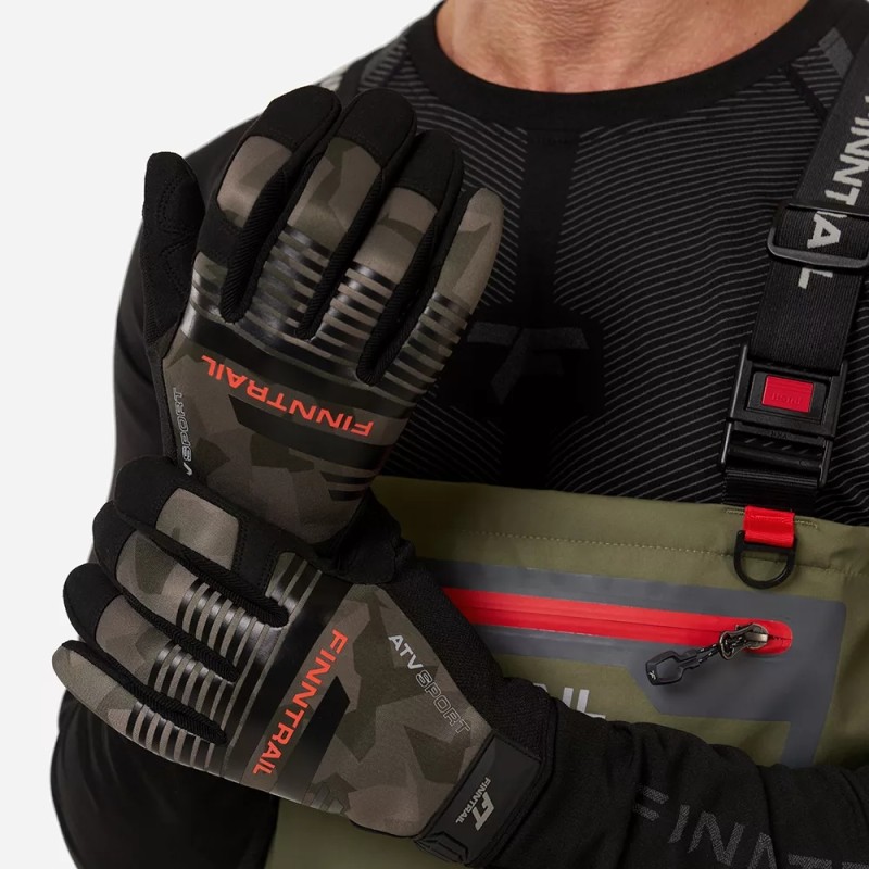 Мотоперчатки Finntrail Eagle 2840 CamoShadowGreen, черный/камуфляж, неопрен, размер M