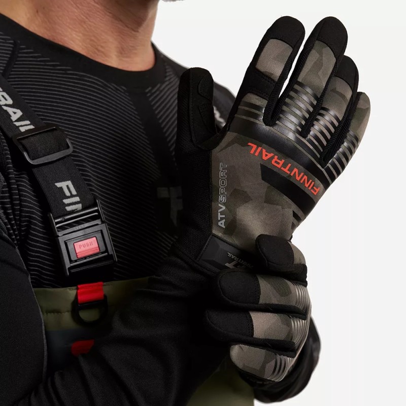 Мотоперчатки Finntrail Eagle 2840 CamoShadowGreen, черный/камуфляж, неопрен, размер M