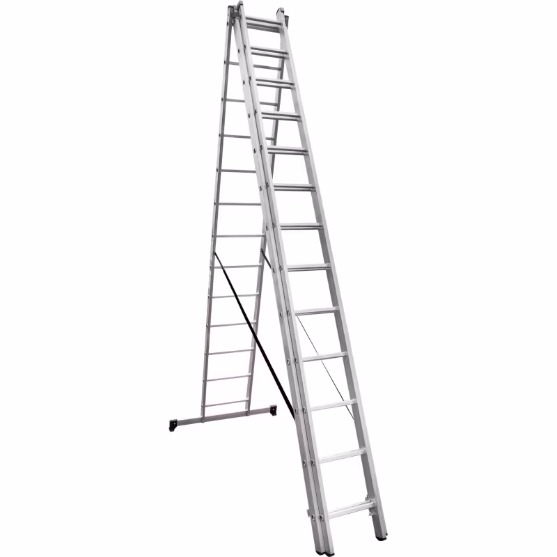 Лестница Новая Высота NV 1230, трёхсекционная алюминиевая, 8.71 м, 3х13 ступеней