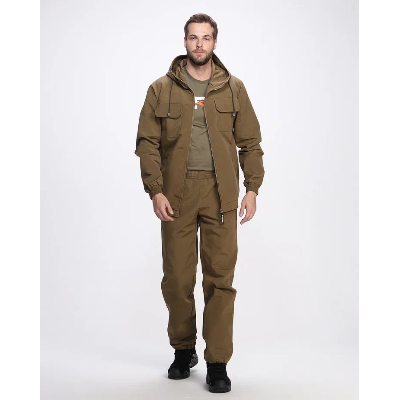 Костюм мужской OneRus Егерь, ткань Брезент, хаки, размер 60-62, 182-188 см