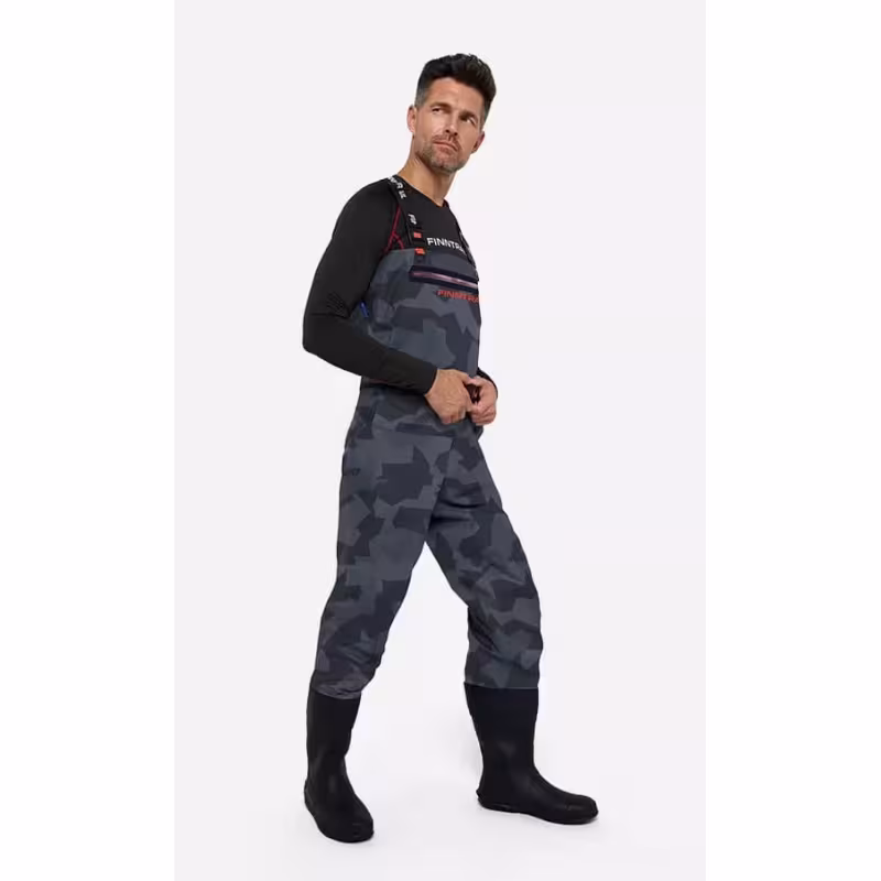 Полукомбинезон-вейдерсы мужской Finntrail Airman 5260, мембрана Hard-Tex, CamoShadowBlack, серый камуфляж, размер S/41, 165-175 см