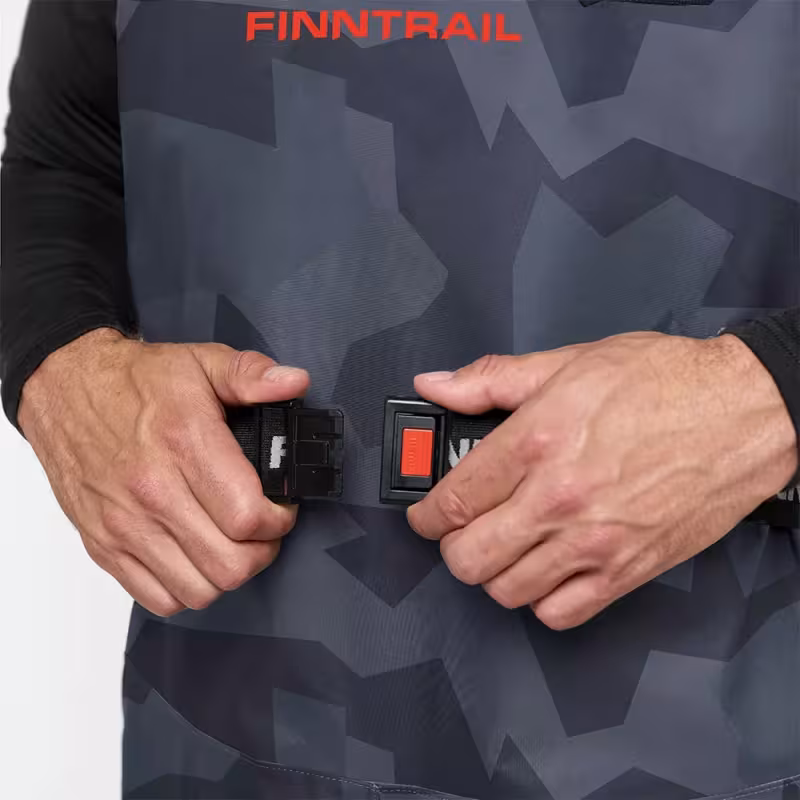 Полукомбинезон-вейдерсы мужской Finntrail Airman 5260, мембрана Hard-Tex, CamoShadowBlack, серый камуфляж, размер M/42, 170-180 см