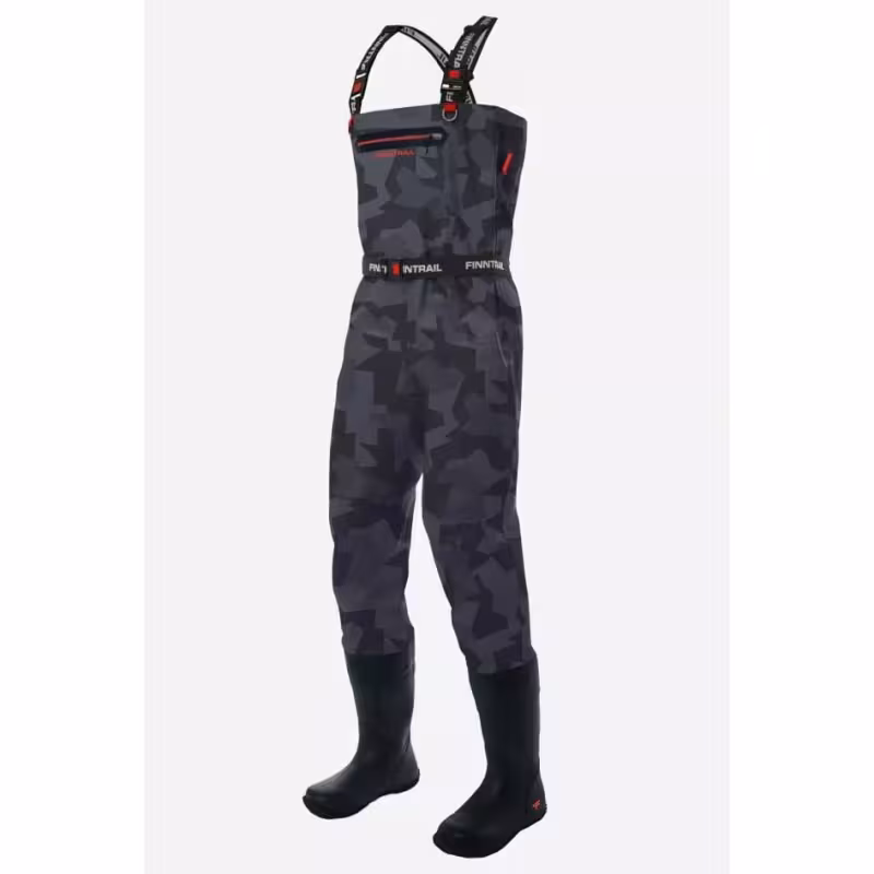 Полукомбинезон-вейдерсы мужской Finntrail Airman 5260, мембрана Hard-Tex, CamoShadowBlack, серый камуфляж, размер MK/42, 170-180 см