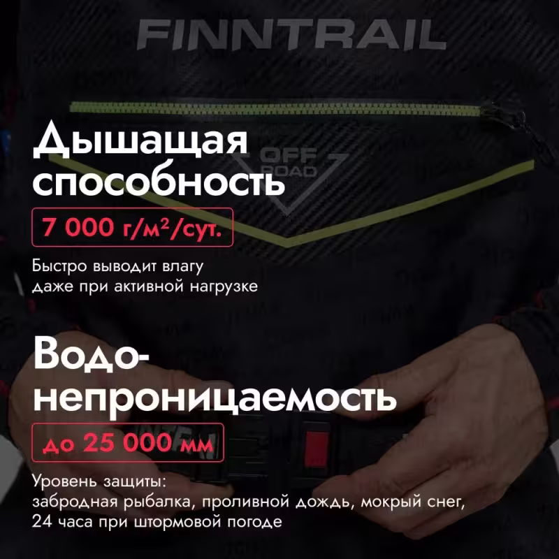 Полукомбинезон-вейдерсы Finntrail Enduro 1539 Graphite, мембрана Hard-Tex, черный, размер MK/43, 170-180 см