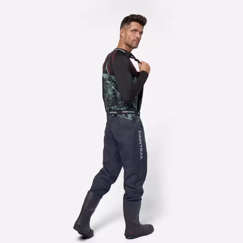 Полукомбинезон-вейдерсы Finntrail Enduro BF 5281 CamoGrey, мембрана Hard-Tex, серый камуфляж, размер S/41, 165-175 см
