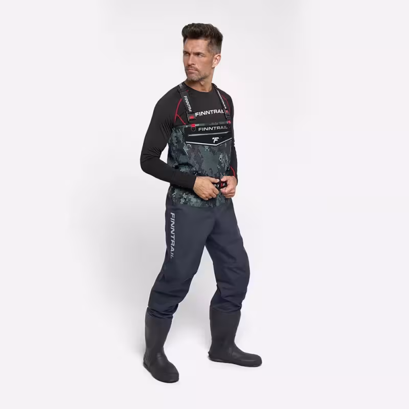 Полукомбинезон-вейдерсы Finntrail Enduro BF 5281 CamoGrey, мембрана Hard-Tex, серый камуфляж, размер MK/42, 170-180 см