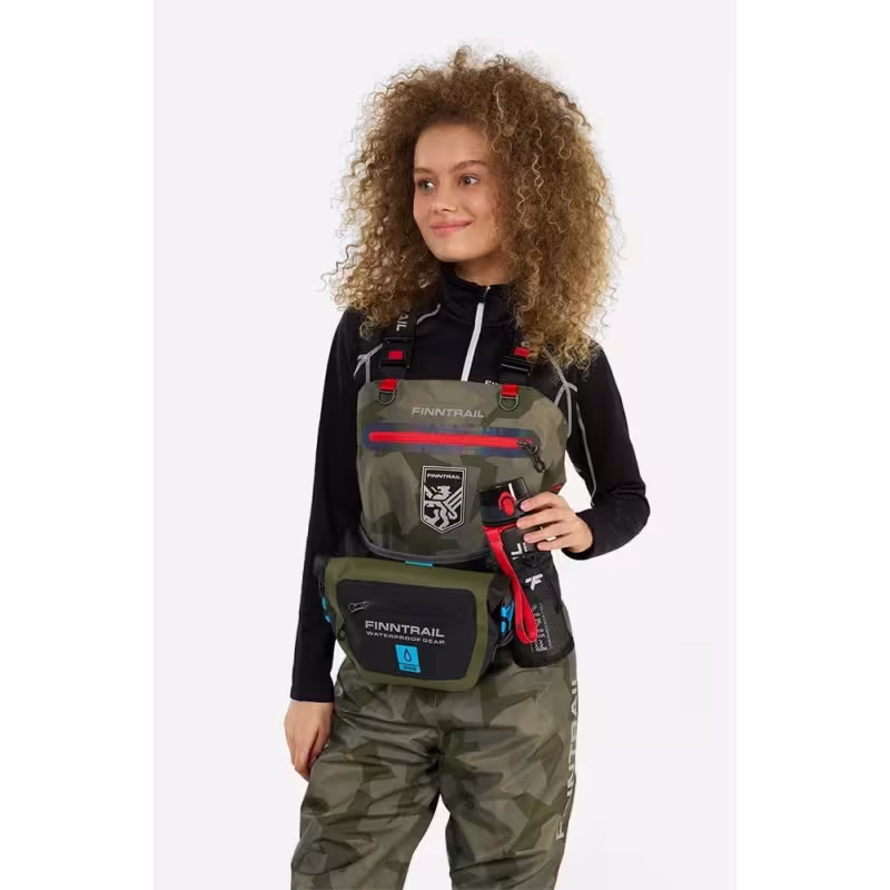 Полукомбинезон-вейдерсы женский Finntrail Rachel 1520, мембрана Hard-Tex, CamoShadowGreen, зеленый, размер XS/38, 155-165 см