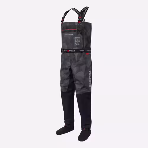 Полукомбинезон-вейдерсы Finntrail Speedmaster 1528 Camo Shadow Black, мембрана Hard-Tex, серый камуфляж, размер 48-50 (M), 170-180 см