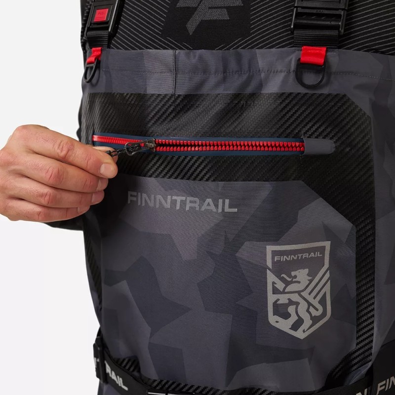 Полукомбинезон-вейдерсы Finntrail Speedmaster 1528 Camo Shadow Black, мембрана Hard-Tex, серый камуфляж, размер 54-56 (XL), 180-190 см