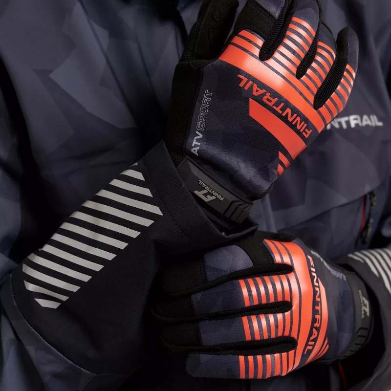 Мотоперчатки Finntrail Eagle 2840 CamoShadowBlack, неопрен, черный/красный, размер L