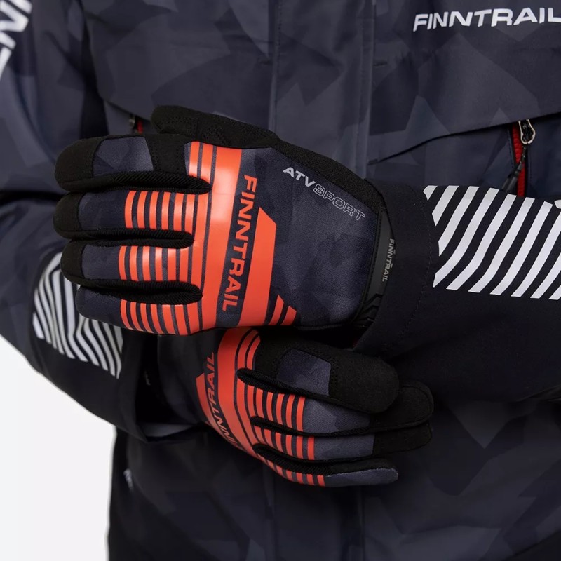 Мотоперчатки Finntrail Eagle 2840 CamoShadowBlack, неопрен, черный/красный, размер L