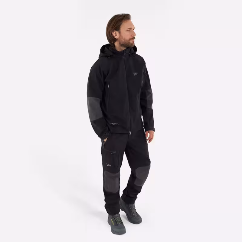 Куртка мужская Finntrail Tactic 1323 Graphite, ткань Софтшелл, черный, размер 44-46 (S), 165-175 см