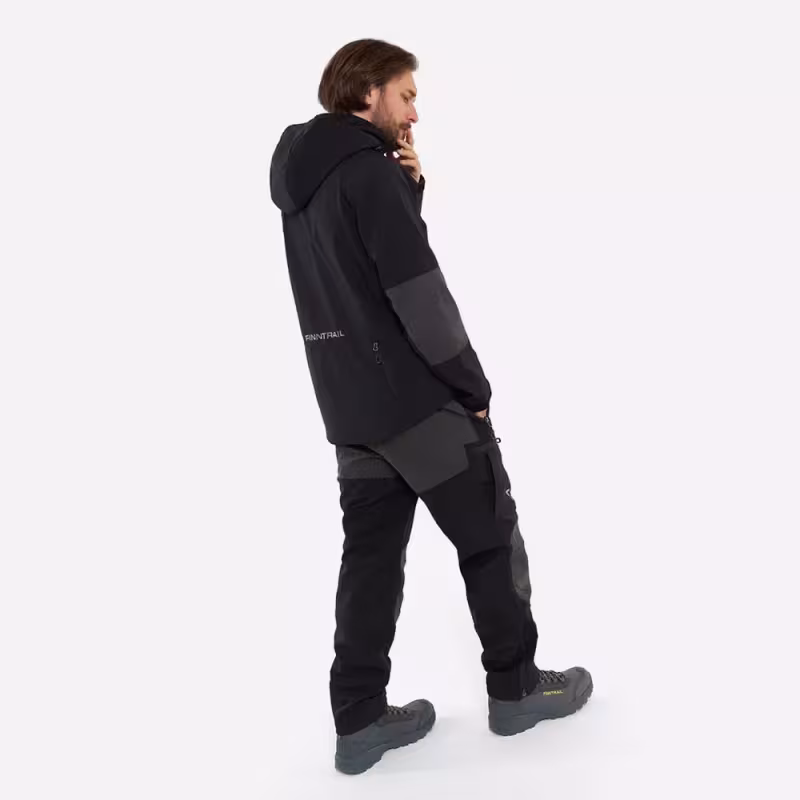 Куртка мужская Finntrail Tactic 1323 Graphite, ткань Софтшелл, черный, размер 42-44 (XS), 160-170 см