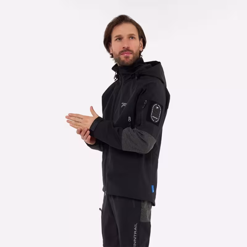 Куртка мужская Finntrail Tactic 1323 Graphite, ткань Софтшелл, черный, размер 42-44 (XS), 160-170 см