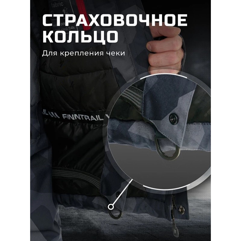 Коcтюм мужской Finntrail Tournament Insulated 3755 CamoShadowBlack, мембрана Toray, серый камуфляж, размер 54-56 (MK), 170-180 см