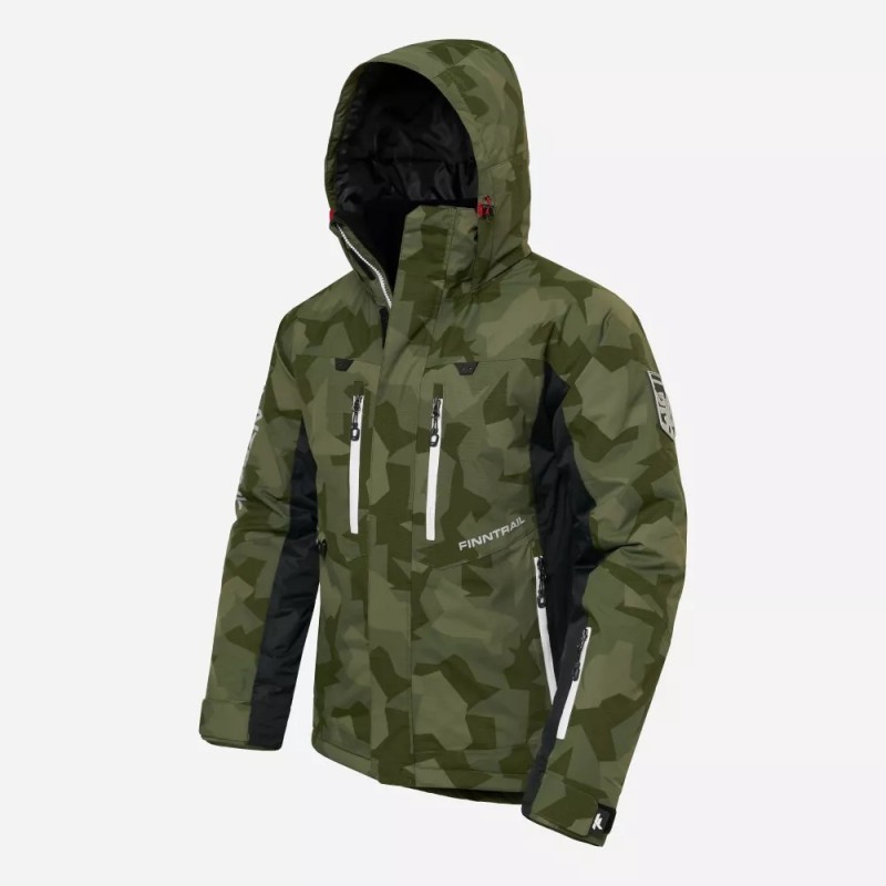 Костюм мужской Finntrail Atlas 3440 CamoShadowGreen, ткань Рипстоп/мембрана Hard-Tex, зеленый камуфляж/черный, размер L, 175-180 см