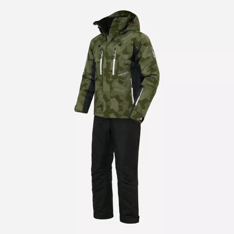 Костюм мужской Finntrail Atlas 3440 CamoShadowGreen, ткань Рипстоп/мембрана Hard-Tex, зеленый камуфляж/черный, размер XXL, 185-195 см