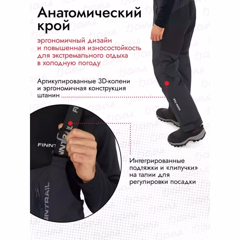 Костюм мужской Finntrail Atlas 3440 CamoShadowGreen, ткань Рипстоп/мембрана Hard-Tex, зеленый камуфляж/черный, размер 62-64 (XXXL), 190-200 см