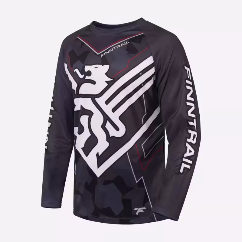 Джерси мужское Finntrail Jersey 6601 CamoShadowBlack, полиэстер, черный, размер 44-46 (S), 165-175 см
