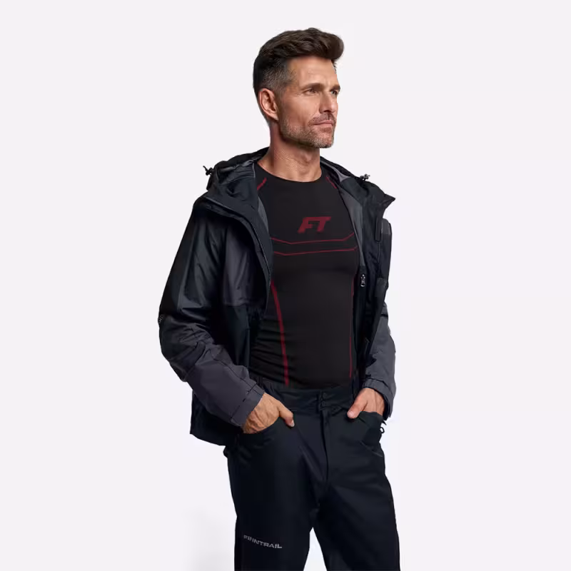 Костюм мужской Finntrail Lightsuit 3503 Graphite, мембрана Hard-Tex, черный, размер 40-42 (XХS), 155-165 см