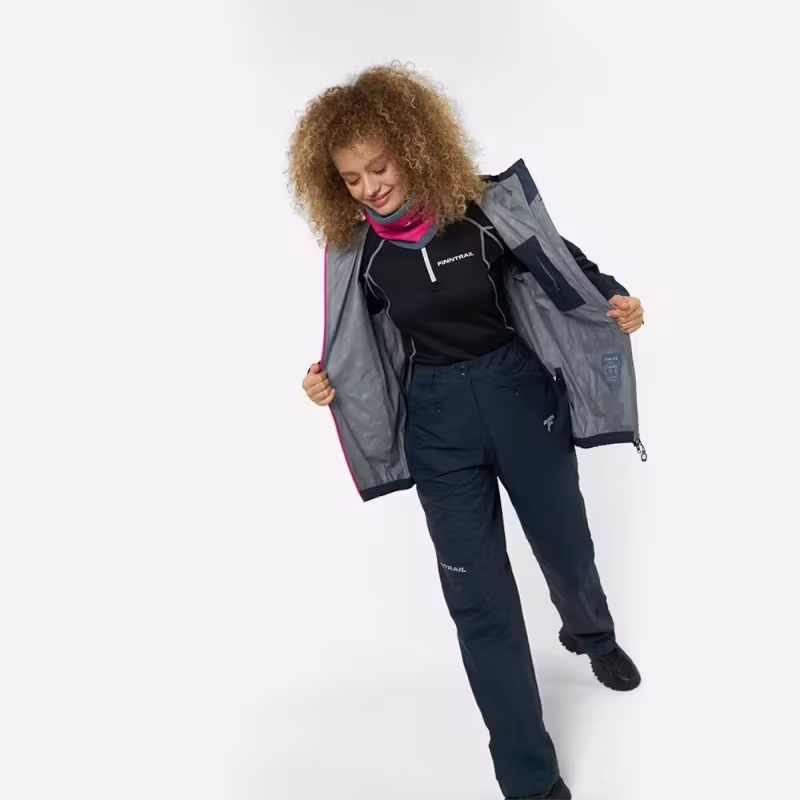 Костюм женский Finntrail Outdoor Suit 3455 Graphite, мембрана Hard-Tex, черный, размер 50-52 (MQ), 165-175 см