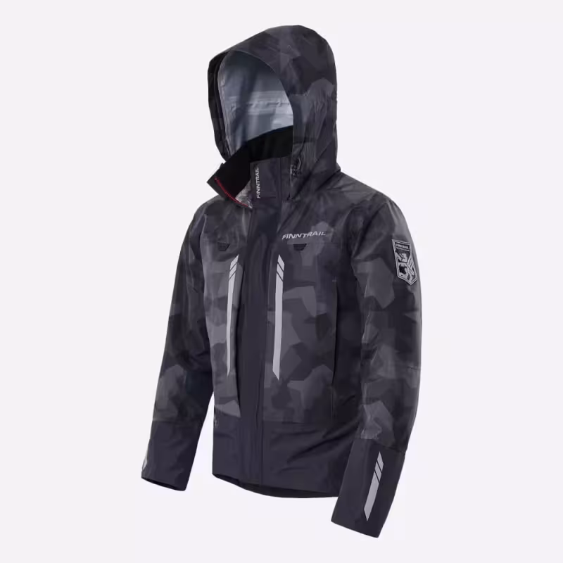 Куртка мужская Finntrail Greenwood 4021 CamoShadowBlac, мембрана Hard-Tex, черный, размер 50-52 (L), 175-185 см